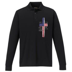 Kneel Cross At The Cross Memorial Day Never Forget Veteran Performance Long Sleeve Polo