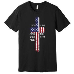 Kneel Cross At The Cross Memorial Day Never Forget Veteran Premium T-Shirt