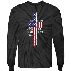 Kneel Cross At The Cross Memorial Day Never Forget Veteran Tie-Dye Long Sleeve Shirt