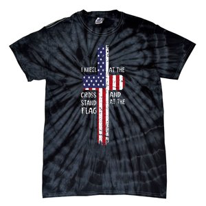 Kneel Cross At The Cross Memorial Day Never Forget Veteran Tie-Dye T-Shirt