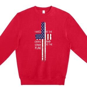 Kneel Cross At The Cross Memorial Day Never Forget Veteran Premium Crewneck Sweatshirt