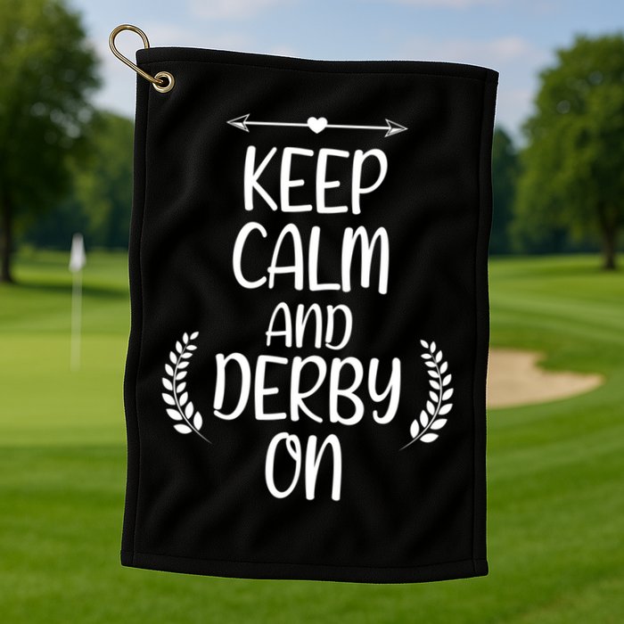 Keep Calm And Derby On Funny Cute Pride Horse Lovers Gift Golf Towel