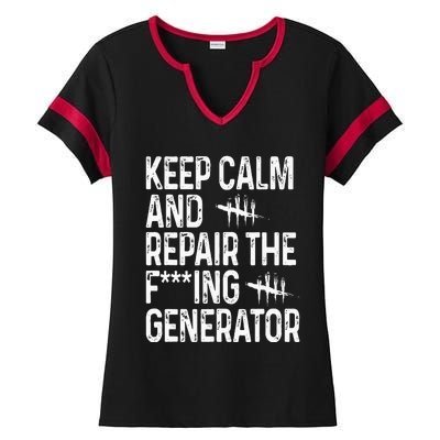 Keep Calm And Repair The Generator Video Game Ladies Halftime Notch Neck Tee