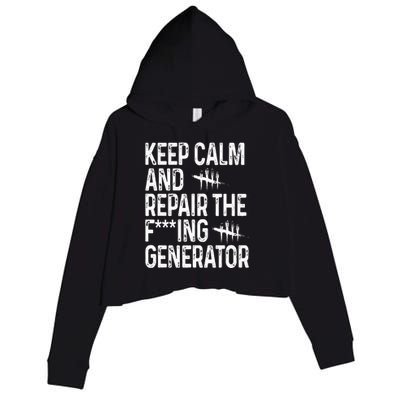 Keep Calm And Repair The Generator Video Game Crop Fleece Hoodie