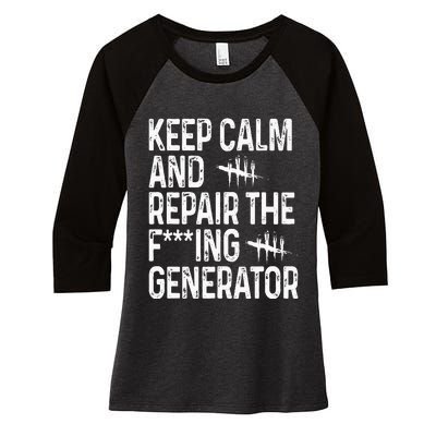 Keep Calm And Repair The Generator Video Game Women's Tri-Blend 3/4-Sleeve Raglan Shirt