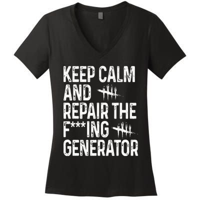 Keep Calm And Repair The Generator Video Game Women's V-Neck T-Shirt