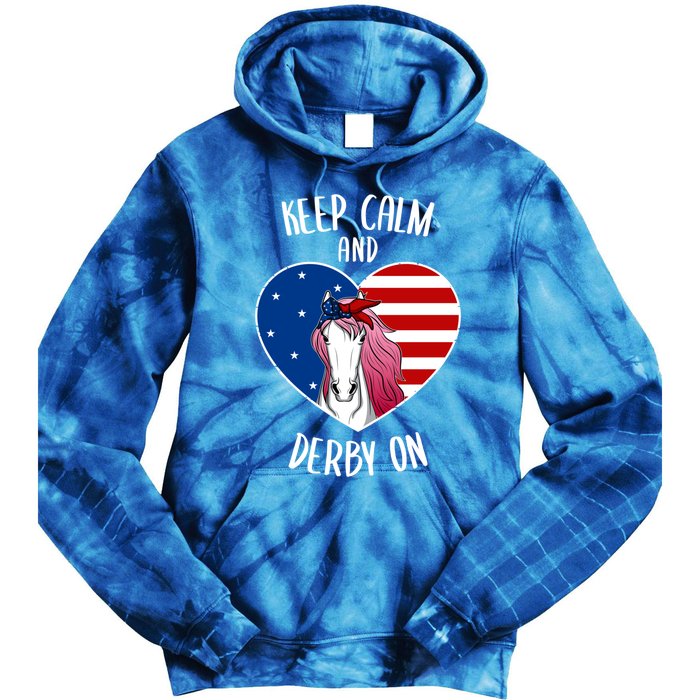 Keep Calm And Derby On I Horse Racing Riding Love Heart Gift Tie Dye Hoodie