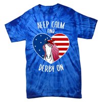 Keep Calm And Derby On I Horse Racing Riding Love Heart Gift Tie-Dye T-Shirt