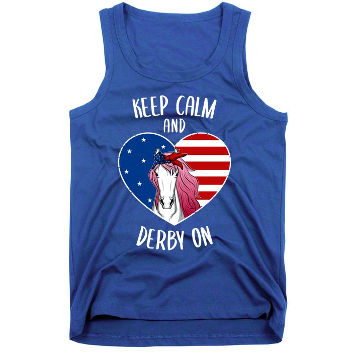 Keep Calm And Derby On I Horse Racing Riding Love Heart Gift Tank Top