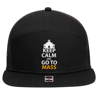 Keep Calm And Go To Mass Vintage Church Bible God Christian  7 Panel Mesh Trucker Snapback Hat