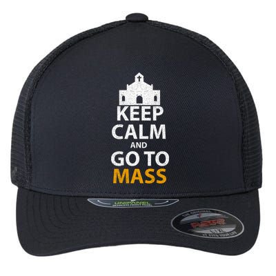 Keep Calm And Go To Mass Vintage Church Bible God Christian  Flexfit Unipanel Trucker Cap