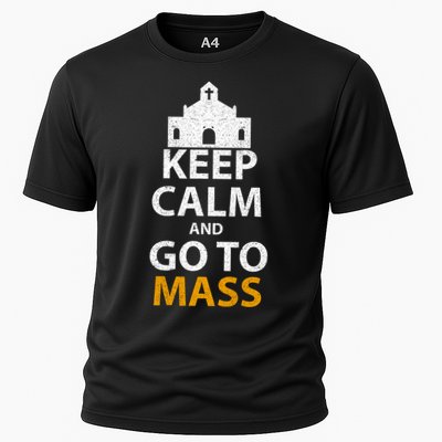 Keep Calm And Go To Mass Vintage Church Bible God Christian  Cooling Performance Crew T-Shirt