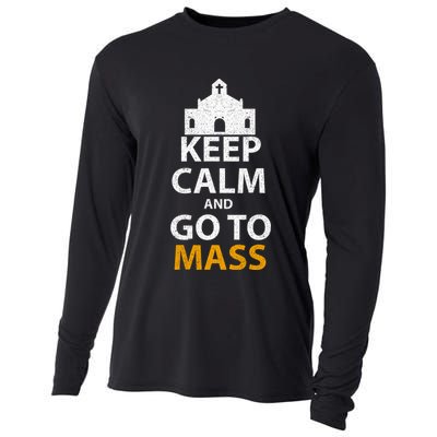 Keep Calm And Go To Mass Vintage Church Bible God Christian  Cooling Performance Long Sleeve Crew