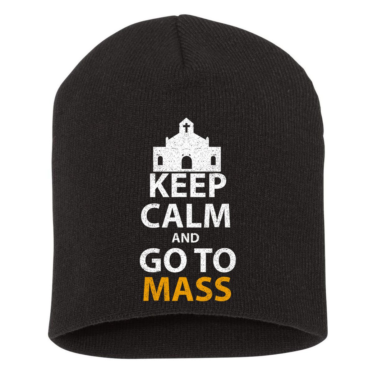 Keep Calm And Go To Mass Vintage Church Bible God Christian  Short Acrylic Beanie