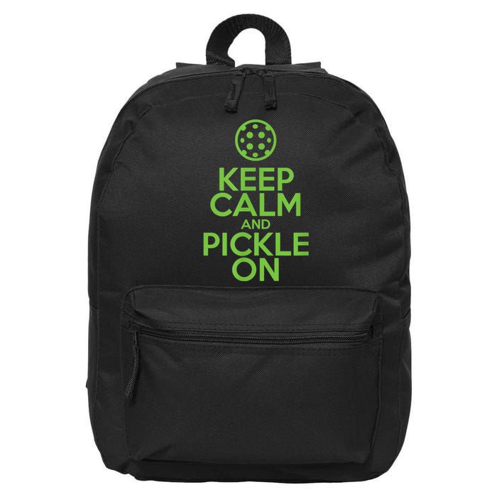 Keep Calm and Pickle On Pickleball with Pickle Ball 16 in Basic Backpack