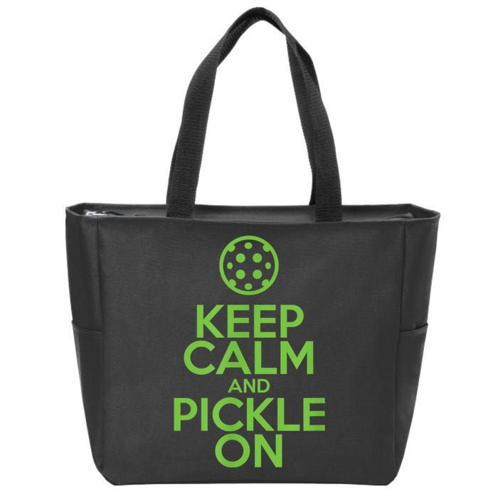 Keep Calm and Pickle On Pickleball with Pickle Ball Zip Tote Bag