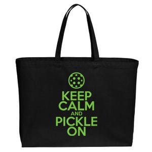 Keep Calm and Pickle On Pickleball with Pickle Ball Cotton Canvas Jumbo Tote