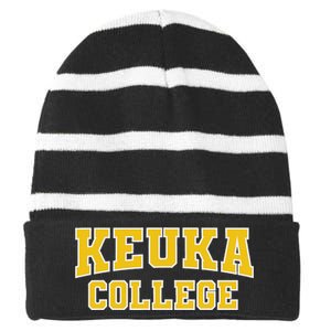 Keuka College Apparel Sports Fan Striped Beanie with Solid Band