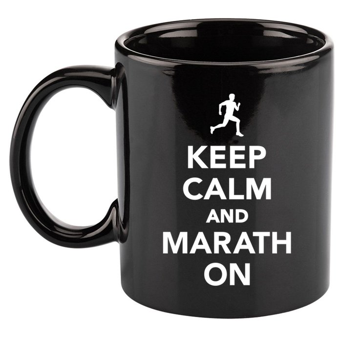 Keep Calm And Marathon Gift 11oz C Handle Ceramic Mug