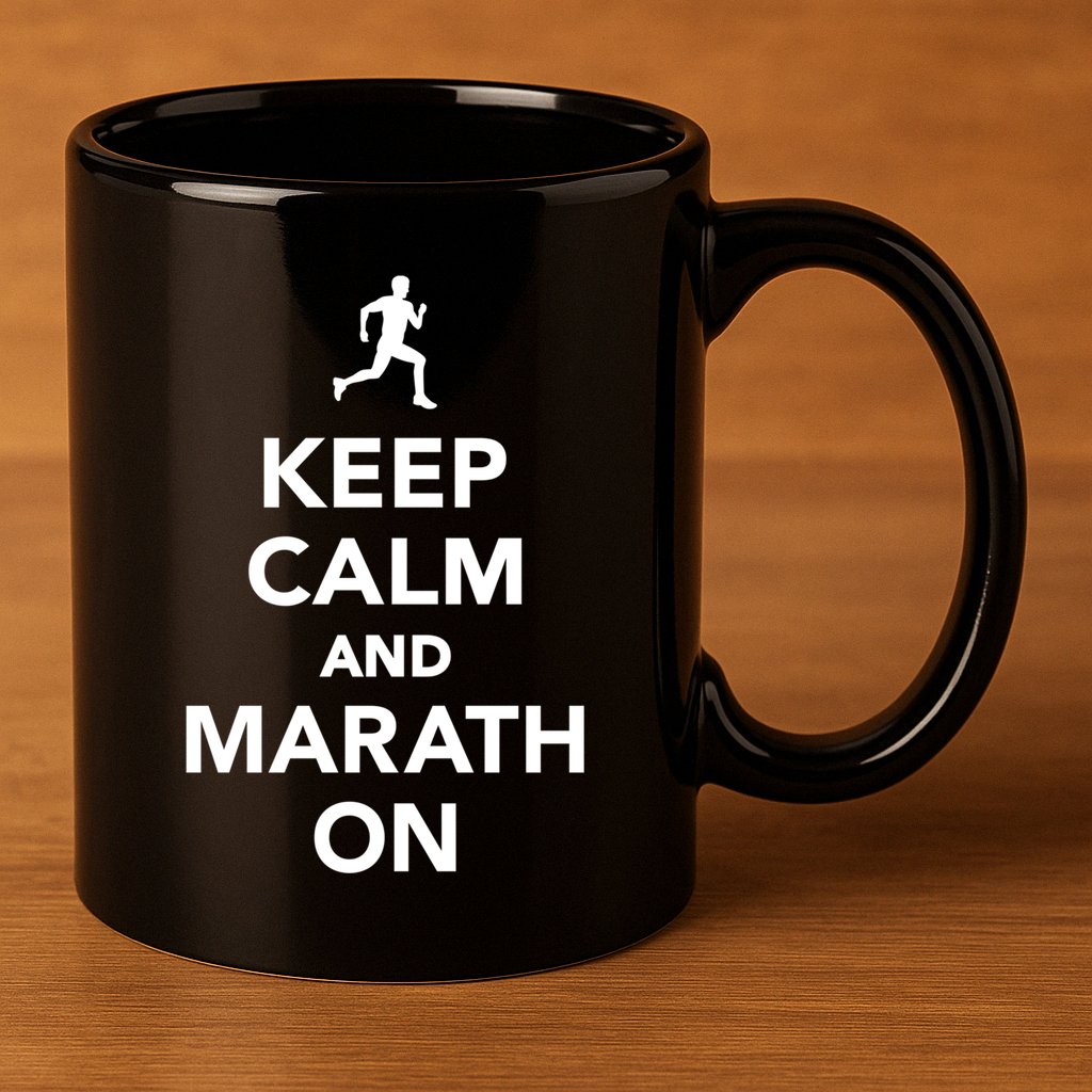 Keep Calm And Marathon Gift 11oz C Handle Ceramic Mug