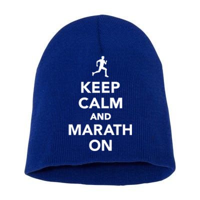 Keep Calm And Marathon Gift Short Acrylic Beanie