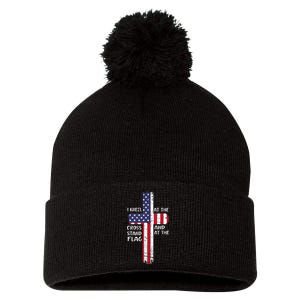 Kneel Cross At The Cross Memorial Day Never Forget Veteran Pom Pom 12in Knit Beanie