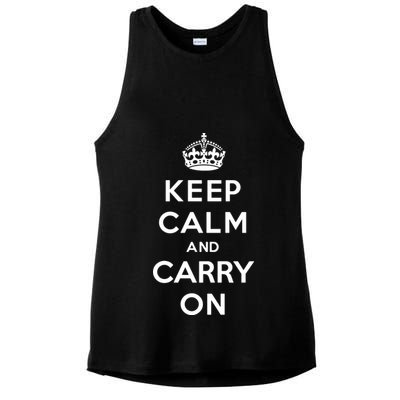 Keep Calm And Carry On Ladies PosiCharge Tri-Blend Wicking Tank