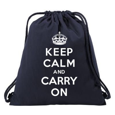 Keep Calm And Carry On Drawstring Bag
