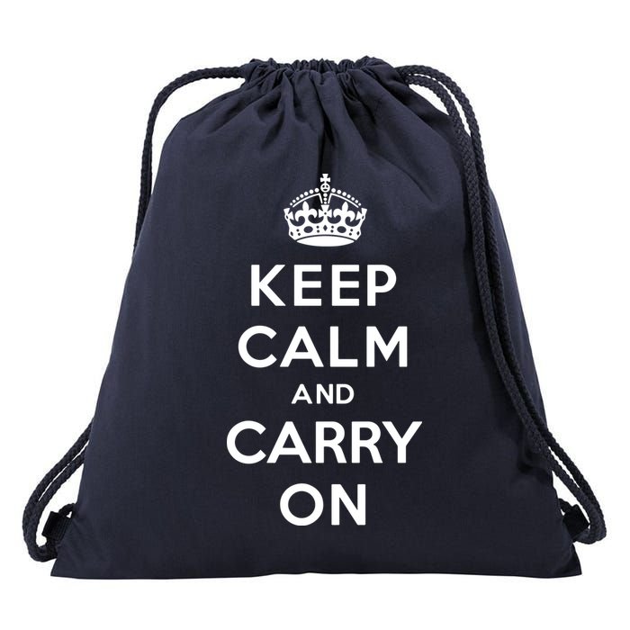 Keep Calm And Carry On Drawstring Bag