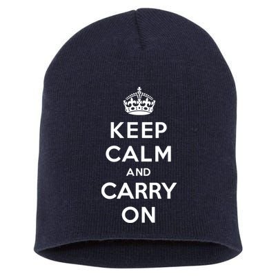 Keep Calm And Carry On Short Acrylic Beanie