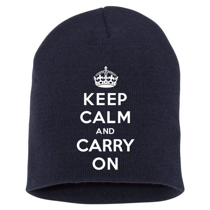 Keep Calm And Carry On Short Acrylic Beanie
