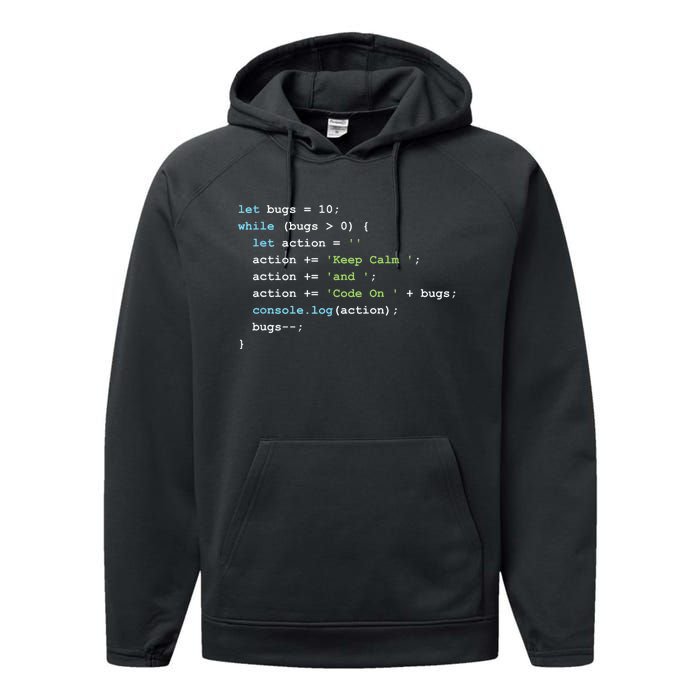 Keep Calm And Code On In JavaScript Performance Fleece Hoodie