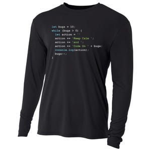 Keep Calm And Code On In JavaScript Cooling Performance Long Sleeve Crew