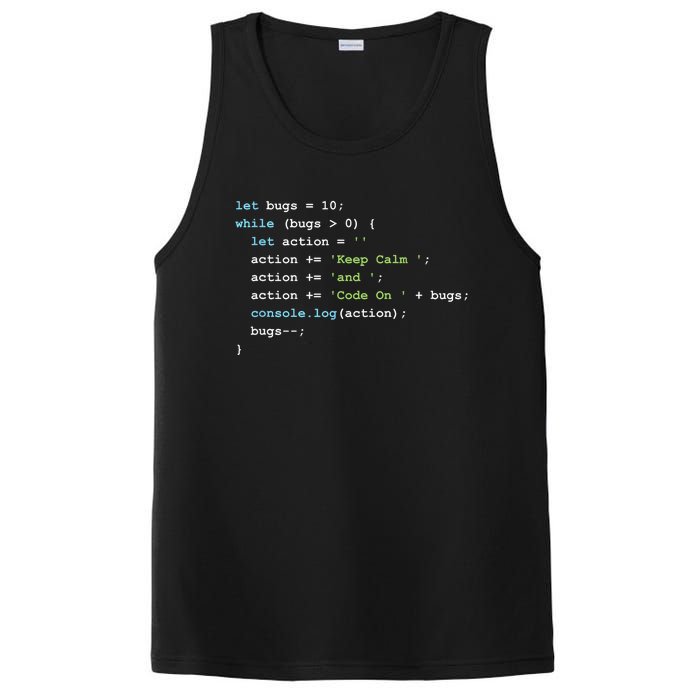 Keep Calm And Code On In JavaScript PosiCharge Competitor Tank