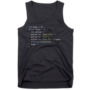 Keep Calm And Code On In JavaScript Tank Top