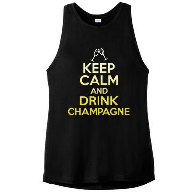 Keep Calm And Champagne Funny Ing Wine Pun Gift Ladies PosiCharge Tri-Blend Wicking Tank