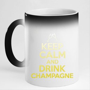 Keep Calm And Champagne Funny Ing Wine Pun Gift 11oz Black Color Changing Mug