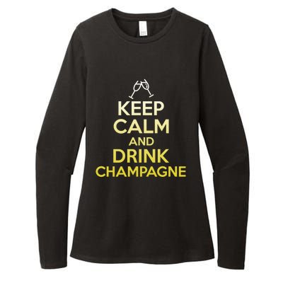 Keep Calm And Champagne Funny Ing Wine Pun Gift Womens CVC Long Sleeve Shirt