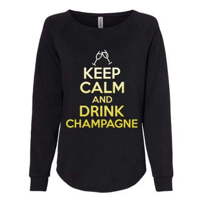 Keep Calm And Champagne Funny Ing Wine Pun Gift Womens California Wash Sweatshirt