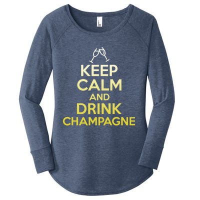 Keep Calm And Champagne Funny Ing Wine Pun Gift Women's Perfect Tri Tunic Long Sleeve Shirt