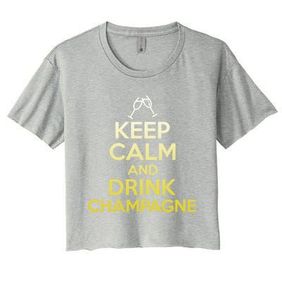 Keep Calm And Champagne Funny Ing Wine Pun Gift Women's Crop Top Tee