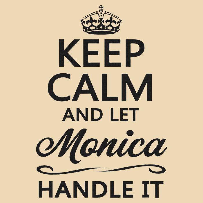 Keep Calm And Let Monica Handle It Funny Name Gift Drawstring Bag