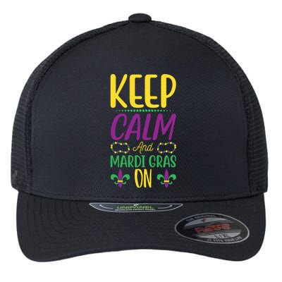 Keep Calm And Mardi Gras On Flexfit Unipanel Trucker Cap