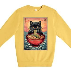 Kawaii Cat Anime Cat Ramen Graphic Japanese Premium Crewneck Sweatshirt