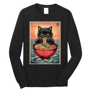 Kawaii Cat Anime Cat Ramen Graphic Japanese Long Sleeve Shirt