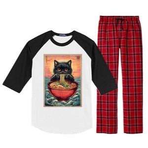 Kawaii Cat Anime Cat Ramen Graphic Japanese Raglan Sleeve Pajama Set