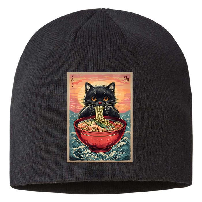 Kawaii Cat Anime Cat Ramen Graphic Japanese Sustainable Beanie