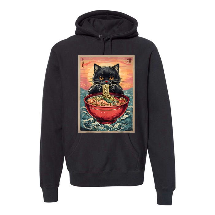 Kawaii Cat Anime Cat Ramen Graphic Japanese Premium Hoodie