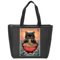 Kawaii Cat Anime Cat Ramen Graphic Japanese Zip Tote Bag