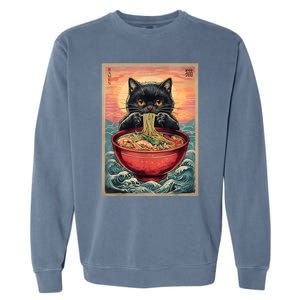 Kawaii Cat Anime Cat Ramen Graphic Japanese Garment-Dyed Sweatshirt